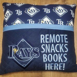 Tampa Bay Rays Reading Book Pocket Pillow Embroidered.  16"x16"